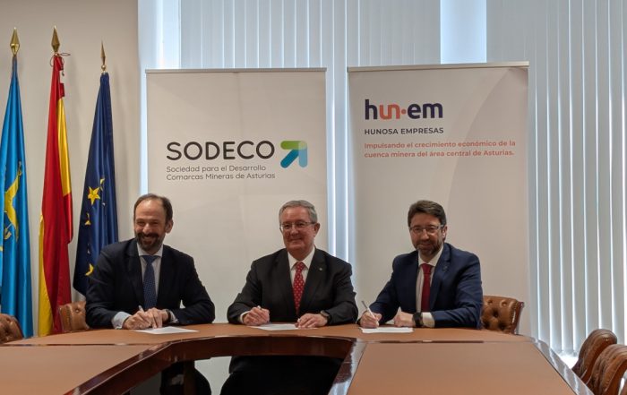 Hunosa, SODECO y Caja Rural firman un convenio clave para impulsar el emprendimiento y la financiación en las cuencas mineras